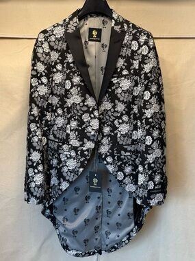 💀N&M by TWISTED TAILOR LONDON • Prom 36R Jacquard Tuxedo Tailcoat (McQUEEN)